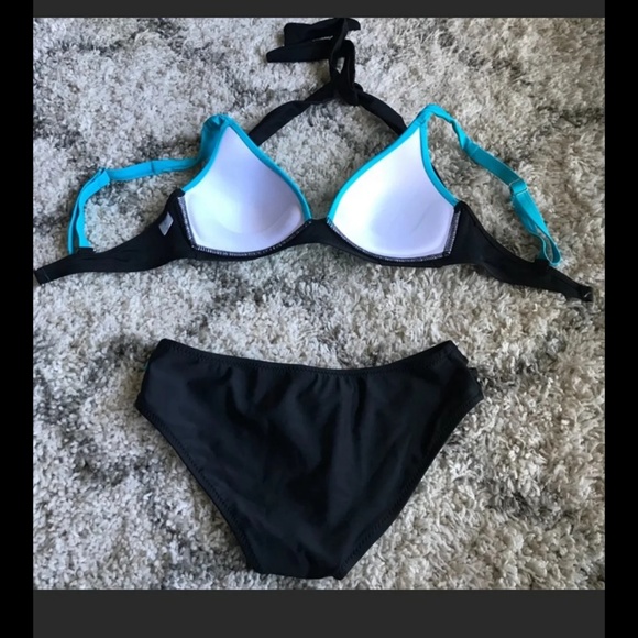 Aqua & white bikini - Picture 2 of 2
